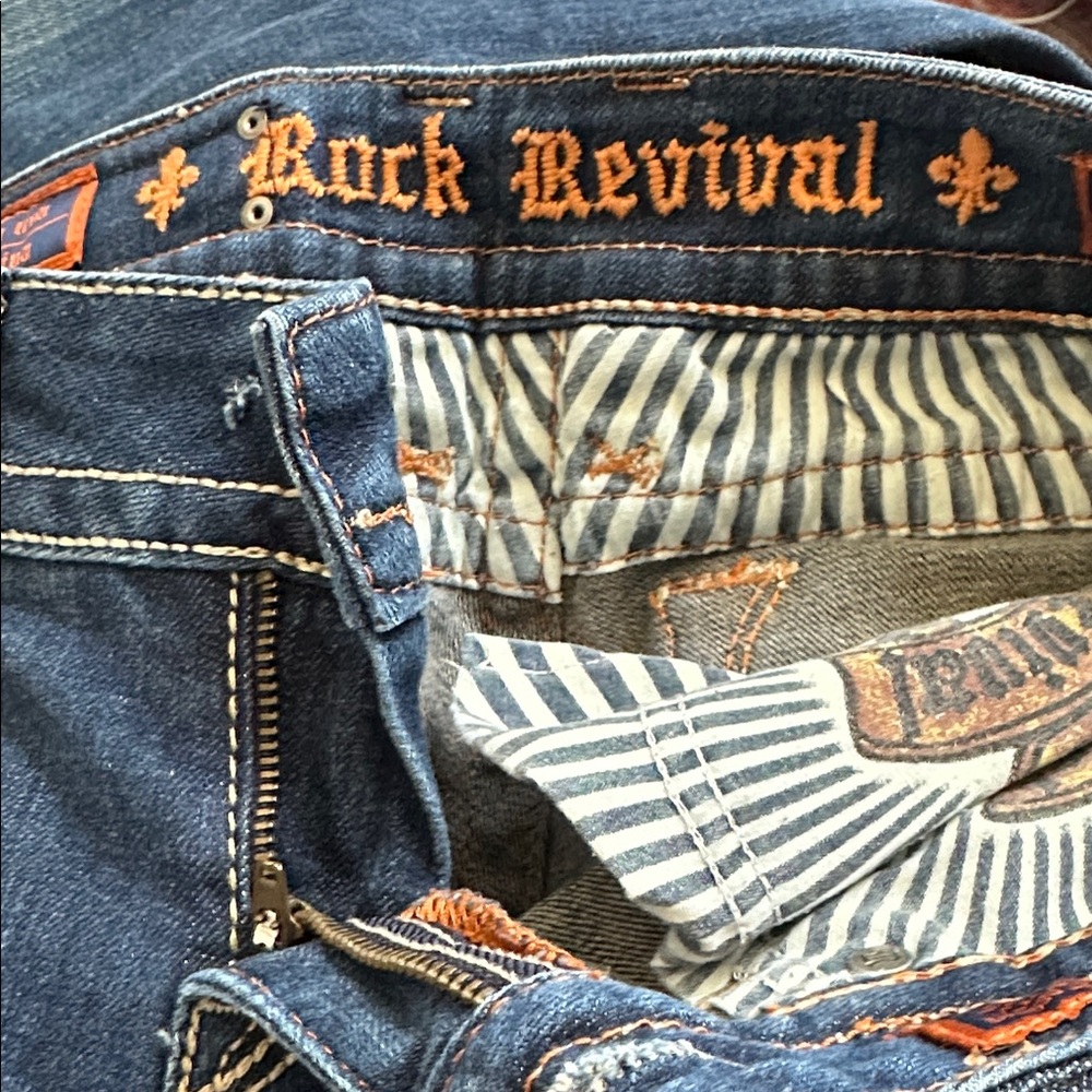 Rock Revival Janet Denim Jeans with  Embroidered Detail Sz 28 - Picture 5 of 10
